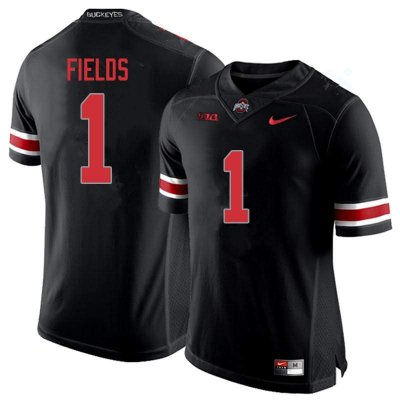 Men's Ohio State Buckeyes #1 Justin Fields Blackout Nike NCAA College Football Jersey For Fans AYW6344UC